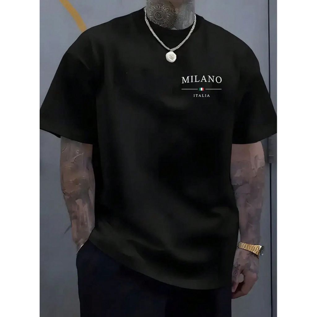 Camiseta Masculina MILANO Manga Curta Estampada Malha 30.1 Algodão Promoção
