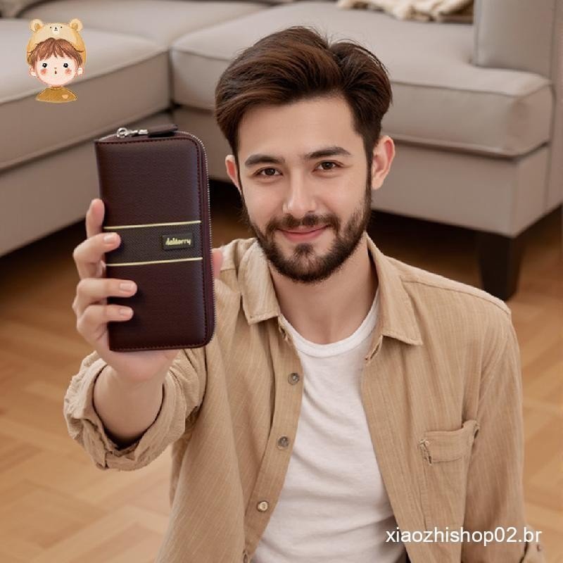 Nova Embreagem Longa Com Zíper Multifuncional Para Negócios Masculinos-Carteira De Grande Capacidade Profissionais