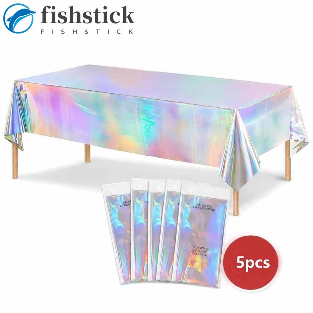 Toalha De Mesa Descartável A Laser FISHSTICKA 5 Peças , Capa Retangular À Prova D'água Para Festa , Brilhante