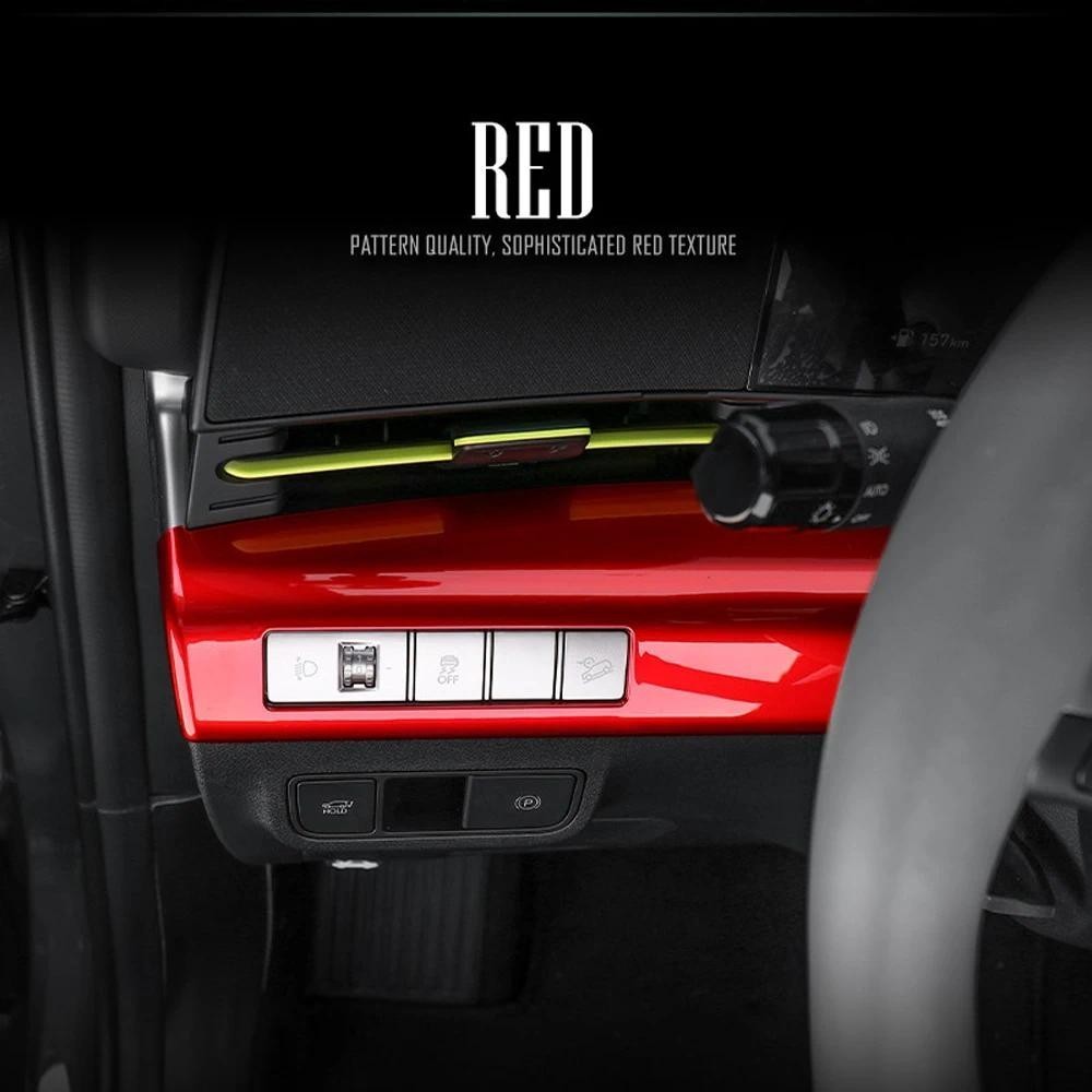 Moldura Estilo Interior Vermelho Para Farol Dianteiro De Carro , Botão De Ajuste Da Lâmpada , Guarnição Hyundai Kona SX2