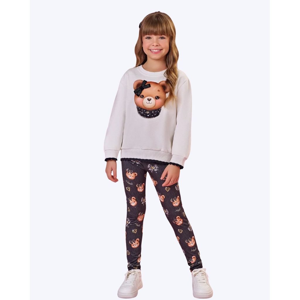 Conjunto Moletom Peluciado e Calça Legging em Termoskin Peluciado Infantil Feminino Infanti 89753