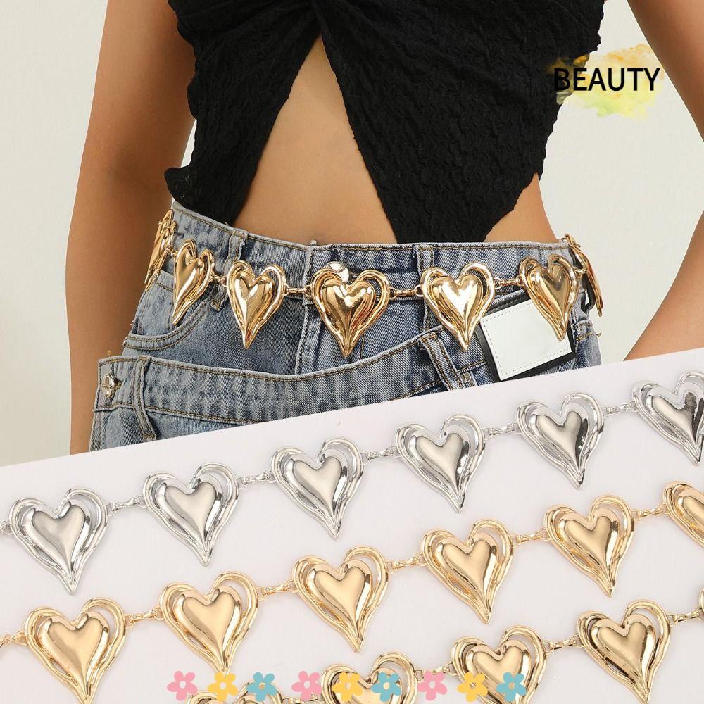 BEAUTYHOMEBR Cinto De Corrente De Cintura , De Coração De Alta Qualidade Dourada E Prateada , Cós Versátil Combinado