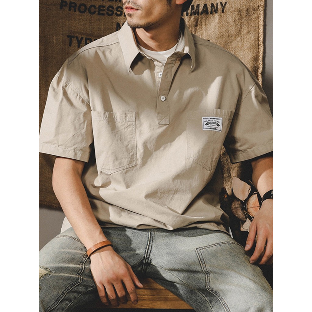 American Street Wear camisa de manga curta masculina verão novo estilo solto simples All-Match camisa POLO juventude lap