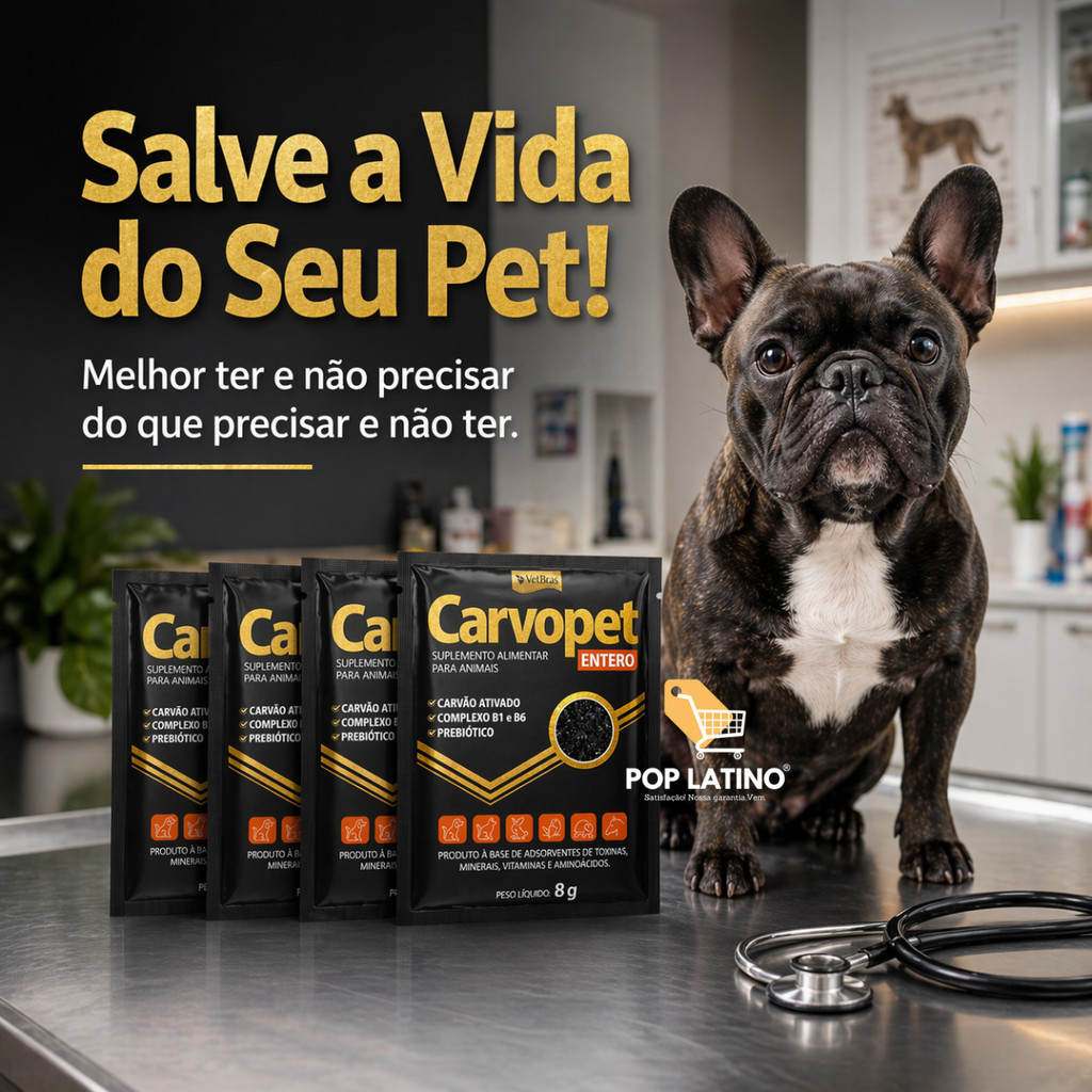 Carvão Ativado para Cachorro Gato Carvopet Entero Suplemento Alimentar Absorve Toxinas Antidiarreico | Salve seu pet Já