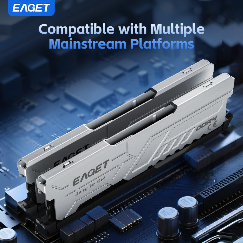 Memória RAM EAGET DDR4 para Desktop, Kit de 16GB (2x8GB)/8GB, Memória RAM para Jogos 3200MHz DDR4 com Dissipador de Calo