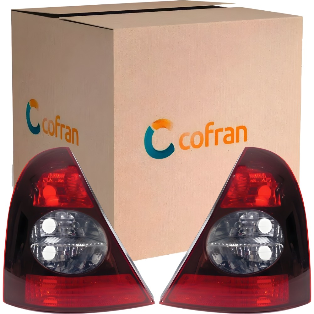 Par Lanterna Traseira Clio Hatch 03/2010 Fumê Máscara Negra Cofran