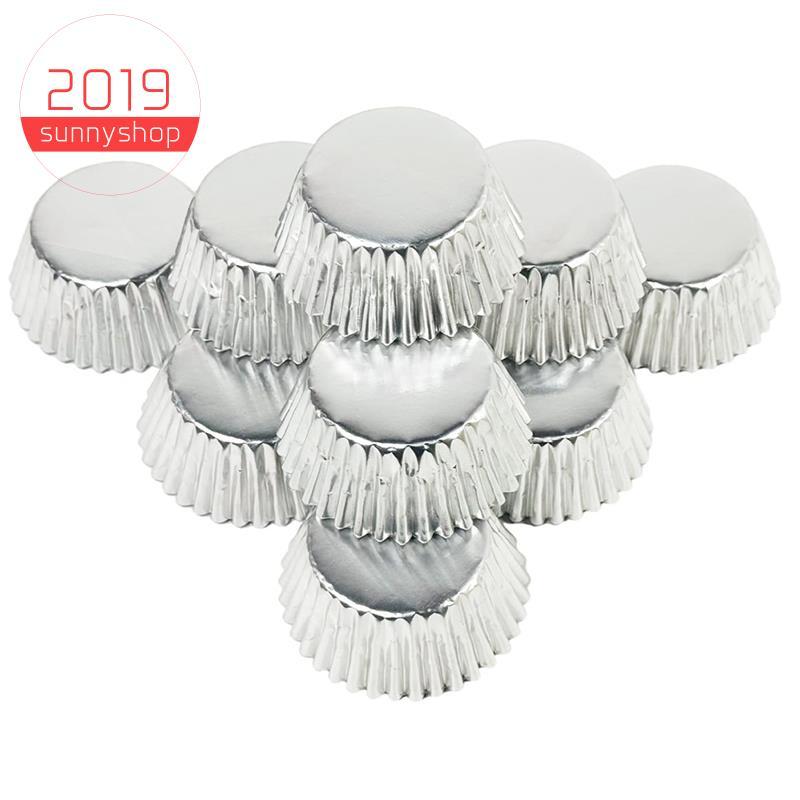 [Bestseller S] Mini 500 Peças De Forros De Folha De Prata Para Assar Copos Grossos E Resistentes , Resistência Ao Óleo ,