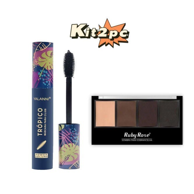 KIT RÍMEL TROPICO RUBY ROSE/MASCARA DE CÍLIOS + Trio Sombra Para Sobrancelhas Ruby Rose
