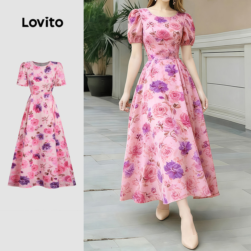Lovito Vestido Casual de Primavera/verão para Mulheres L190ED049