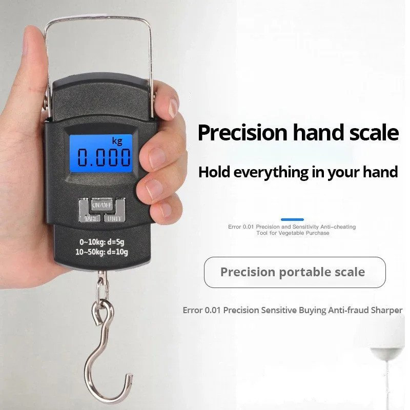 Balança de Bagagem Portátil Eletrônica Preta 50kg com Tela Digital LCD, Balança de Entrega Expressa, Balança de Gancho M