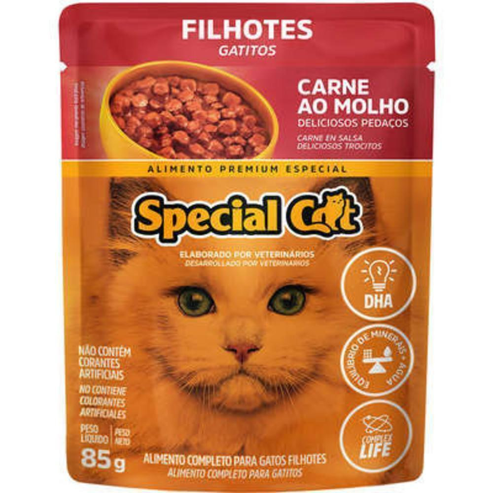 Ração Úmida para Gato Sabor Carne para Gatos Filhotes Special Cat 85g