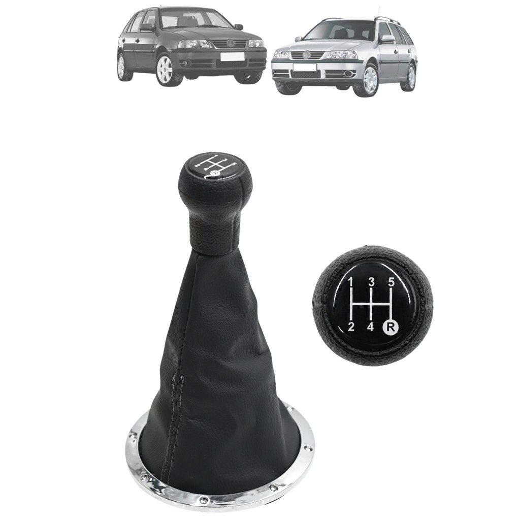 Kit Coifa Cambio Manopla Gol Saveiro Parati G3 2000 a 2005 Cromado Courvin com Base Bola e Resina Preta