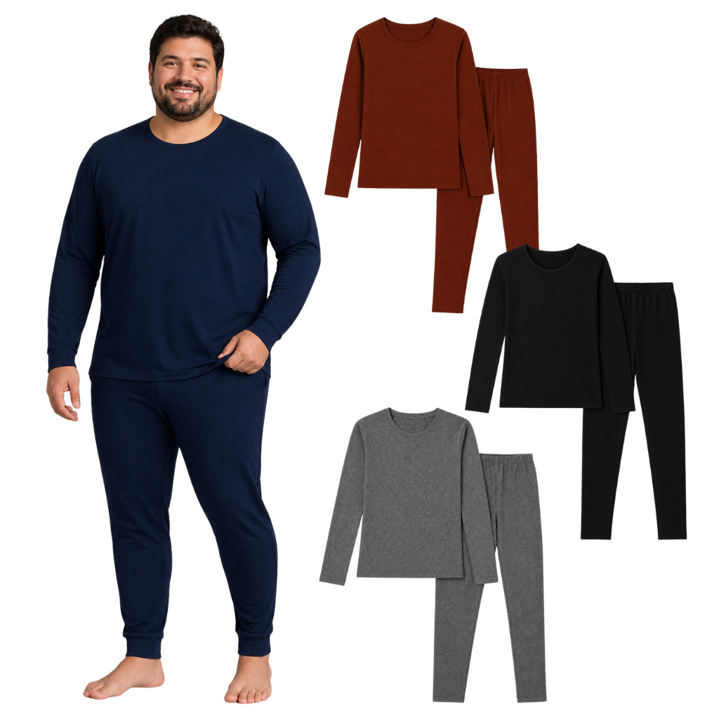 Conjunto Térmico Masculino Peluciado Frio Inverno Plus Size