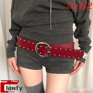LANFY Cinto De Rebite , Feminino Largo Gótico Y2k , Estilo Punk Designer Vestido Americano Jeans