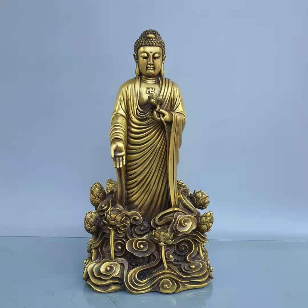 Estátua de Buda Shakyamuni Cobre Puro Dia Grande Tathagata Buda Estátua de Bronze Sala de Estar Decoração de Mesa Tamanh