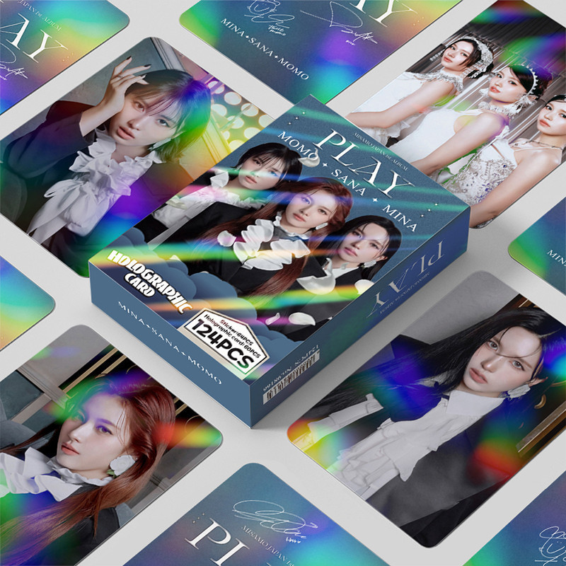 124pcs/box TWICE MISAMO Photocards Holographic LOMO Card KPOP PLAY Holographic card Sticker Collection