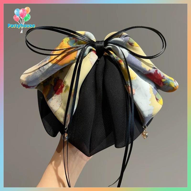 UTZN > Moda Retro Impressão Arco Rabo De Cavalo Clipe Feminino Francês Elegante Grampos De Cabelo Tubarão Novo