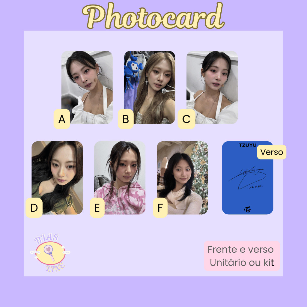 Photocard Fanmade Twice Tzuyu Selcas (modelo 2) | K-pop | Papel Fotográfico Laminado | Unidade ou Set