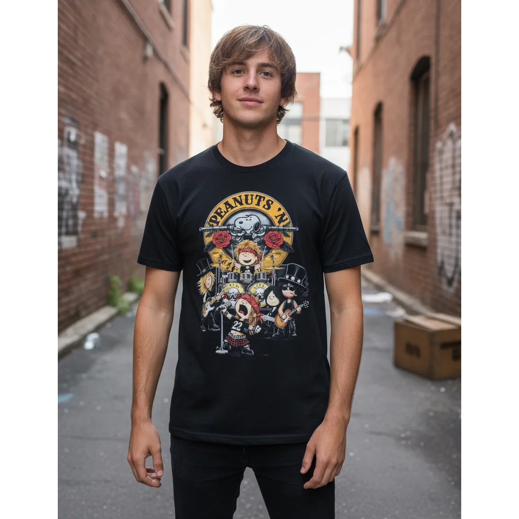 Camiseta Guns n' Roses Sátira Snoopy Blusa Banda de Rock Adulto Unissex Hcd743