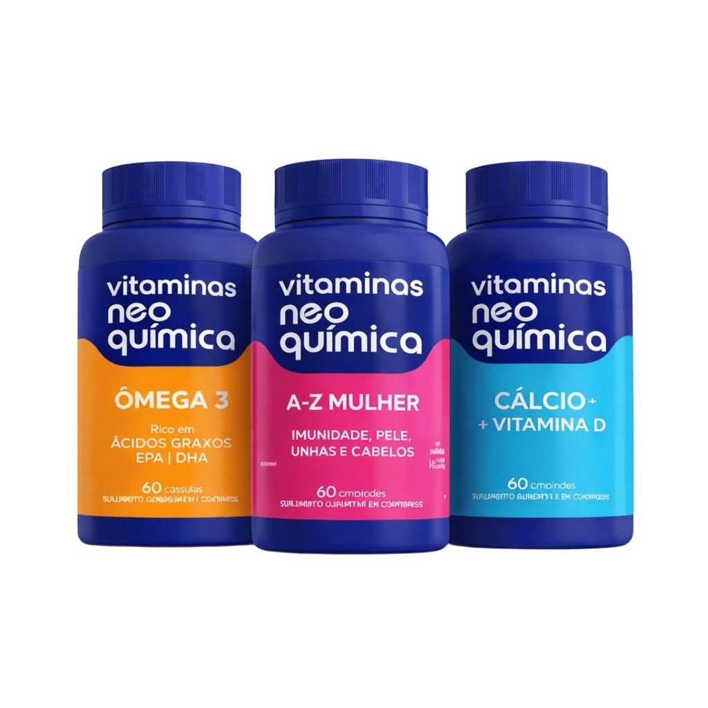 Kit Vitaminas Neo Química Mulher A-Z + Cálcio D + Ômega 3