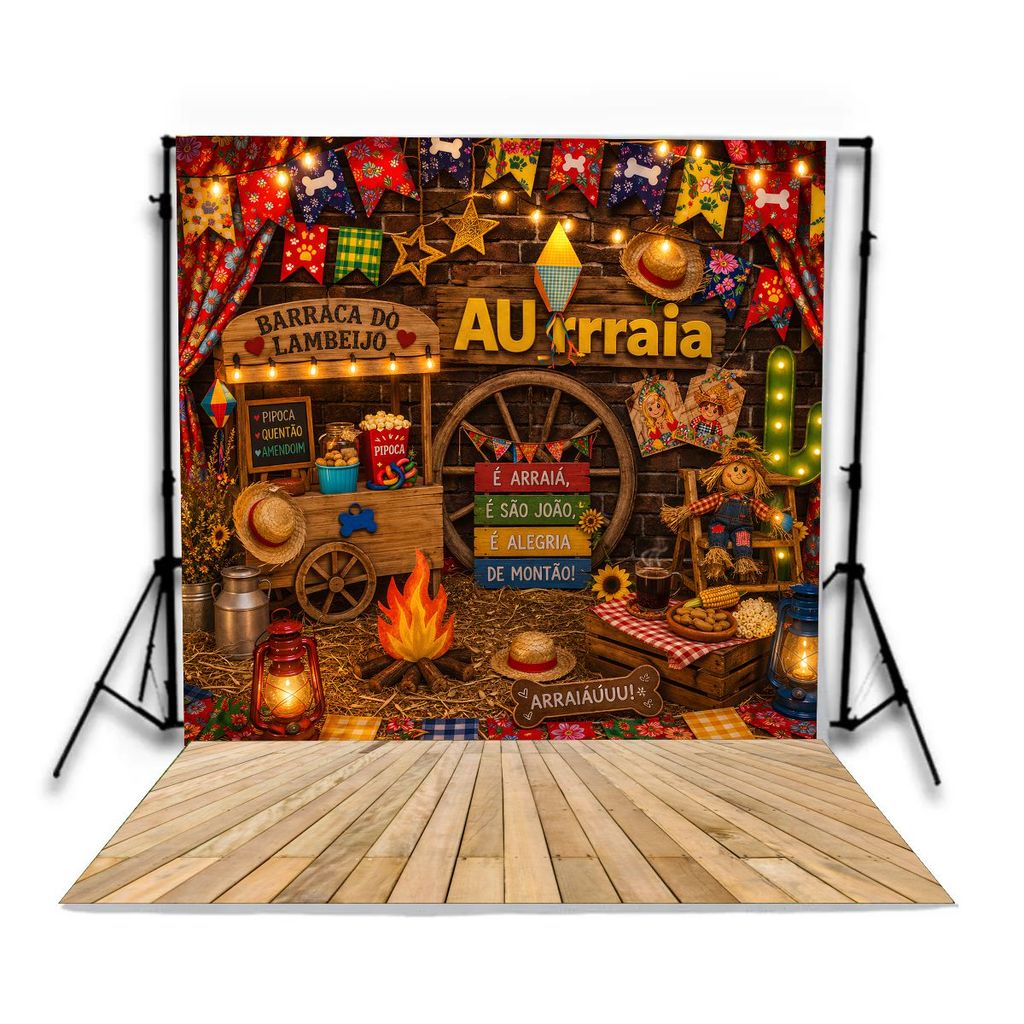 Fundo Fotográfico Tecido Sublimado 3D Vertical Festa Junina Pet CFF - 2505