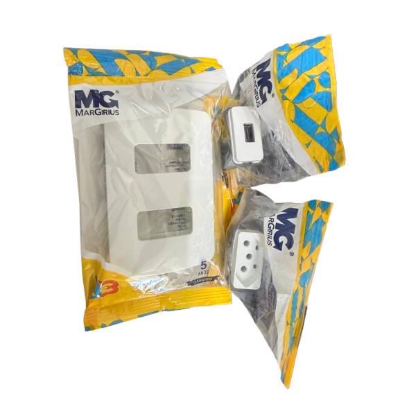 KIT MODULO TOMADA 10A+MODULO USB 2A-BIVOLT BR B3