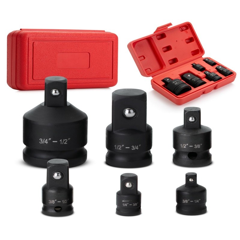 Kit 6 Adaptador de Soquete Macho Fêmea 1/4 3/8 1/2 3/4 Aço