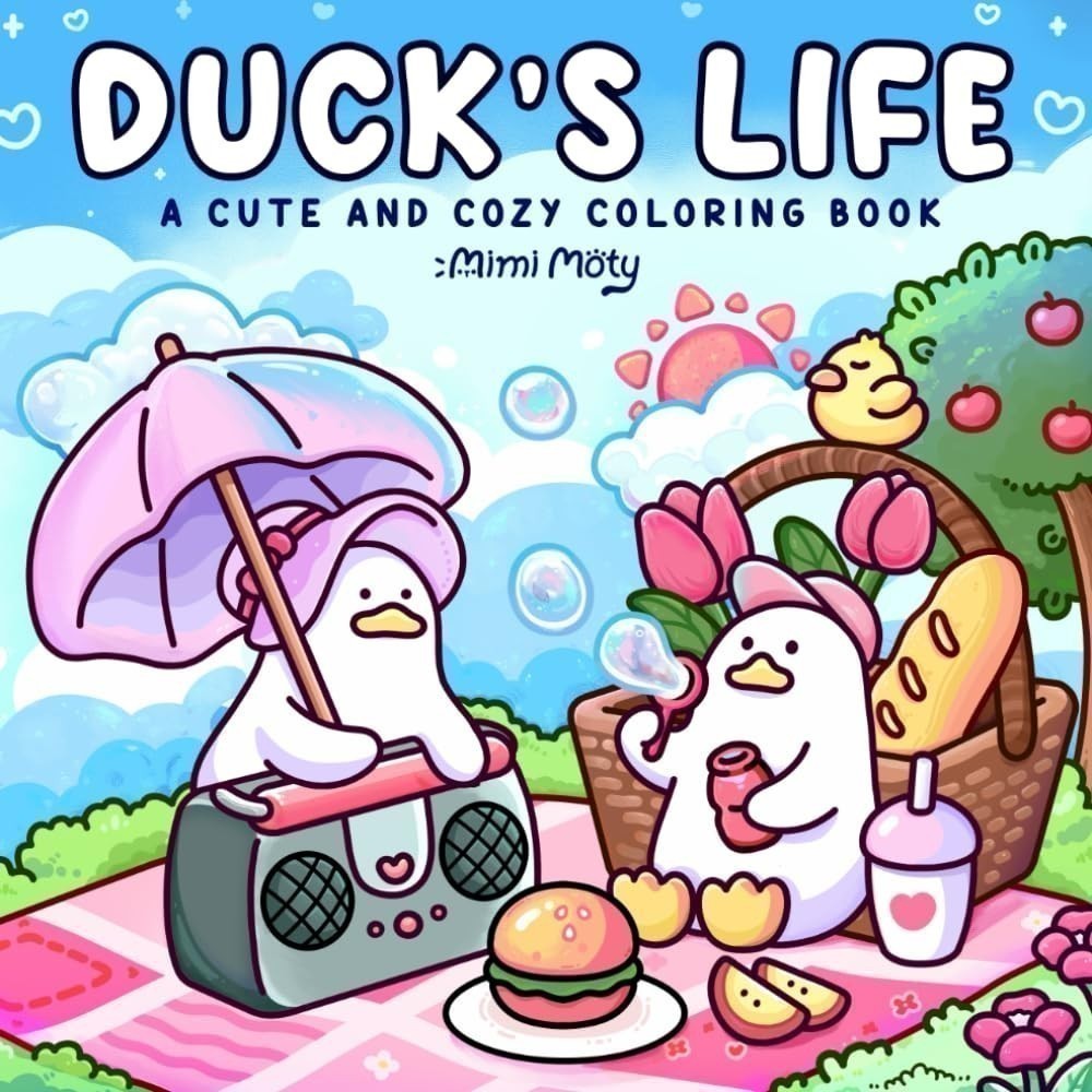 Livro Duck's Life - Livro de colorir - Tamanho 21x21 - Folhas grossas 120Gr - Frete Grátis