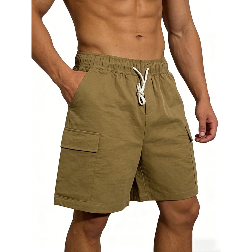 BERMUDA CARGO Masculina com 5 Bolsos Macio e Elastano Tecido Bom Confortável Para Academia e Casual