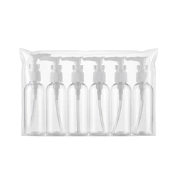 Kit Viagem 6 Frascos Pump 80ml com Trava Sabonete Shampoo Creme Condicionador Dosador Necessaire