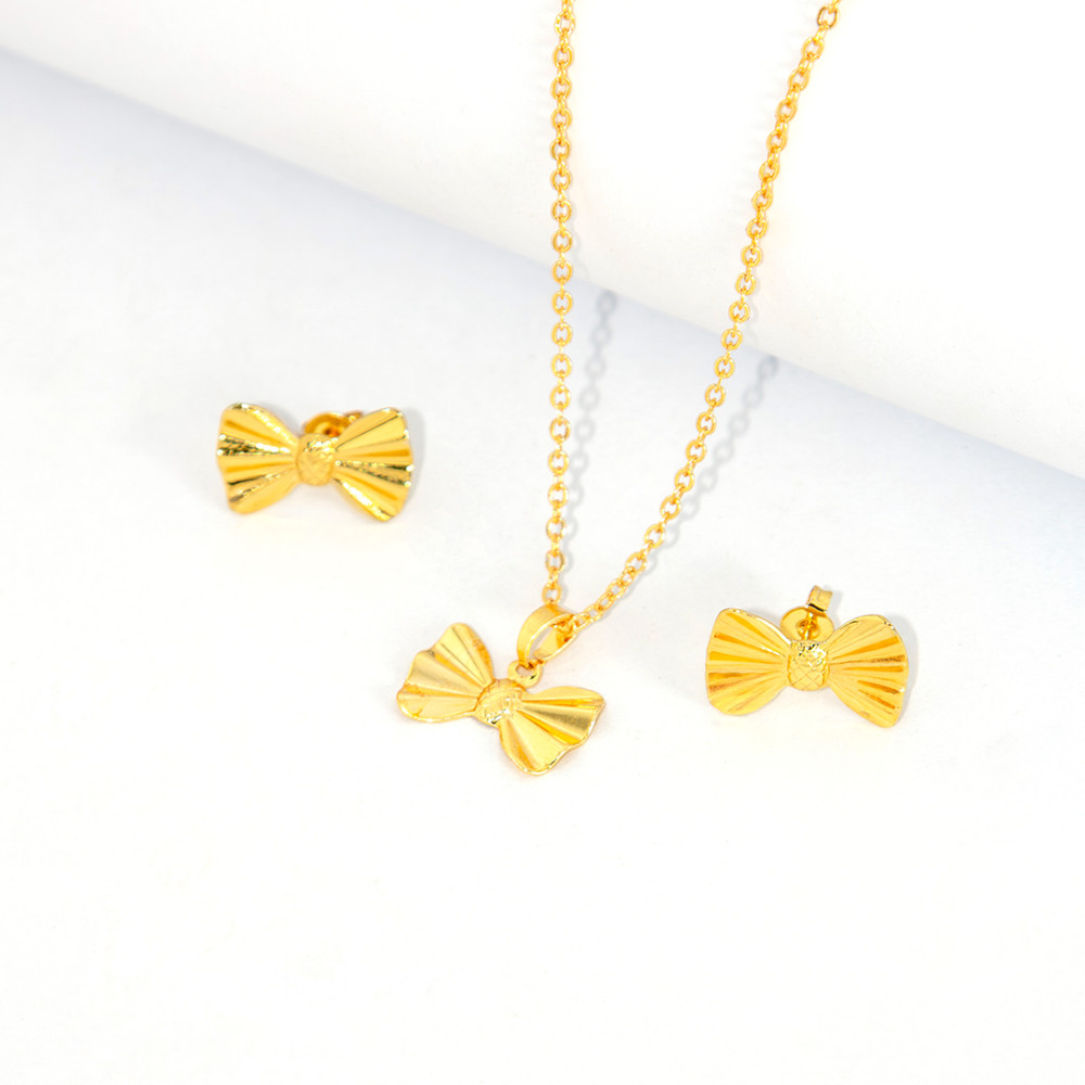 Conjunto Colar e Brinco Formato de Gravatinha - LABRILHO Joias - Banhado Ouro 18K Antialérgico