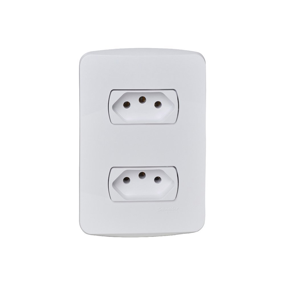 Conjunto de Tomadas Schneider Miluz - 2 Tomadas 2P+T 10A 250V Horizontal Branco