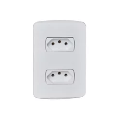 Conjunto de Tomadas Schneider Miluz - 2 Tomadas 2P+T 10A 250V Horizontal Branco