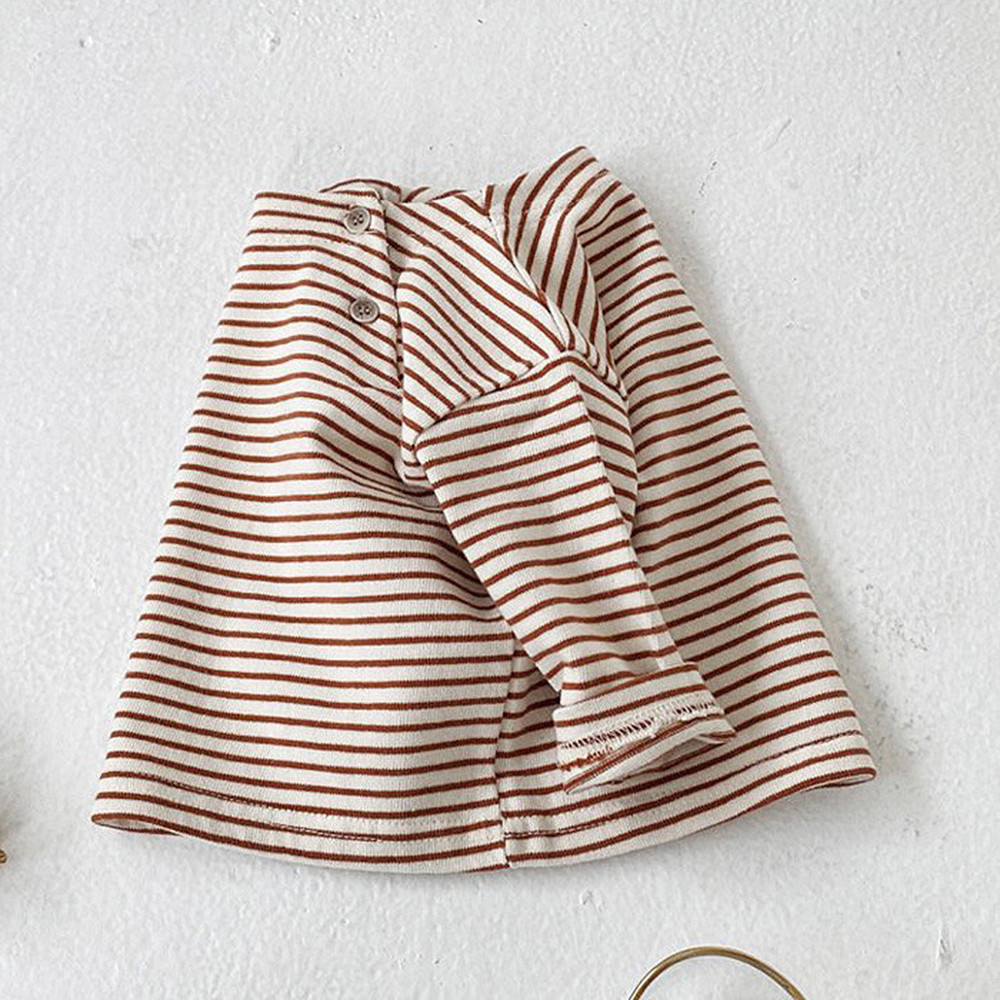 Ins versão coreana crianças listrado camiseta primavera outono bebê camisa de fundo roupas de outono masculino feminino 