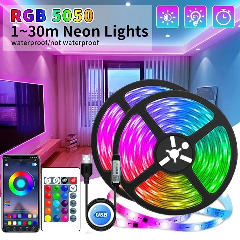 Superbaixos Preços Fita LED 3535/5050 SUPER LED ULTRA RGB 5M/20M/30M 12V LEDS FITA + CONTROLE + FONTE | 16 CORES IP20