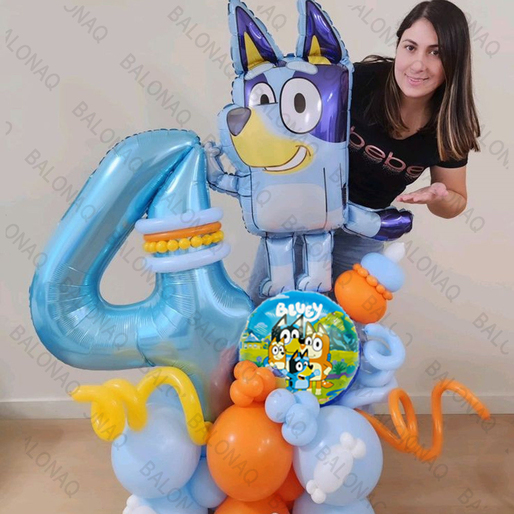 23 Pçs Bluey Bingo Tema Balões De Folha Conjunto Balão Látex Crianças Festa Aniversário Decoração Número Globos