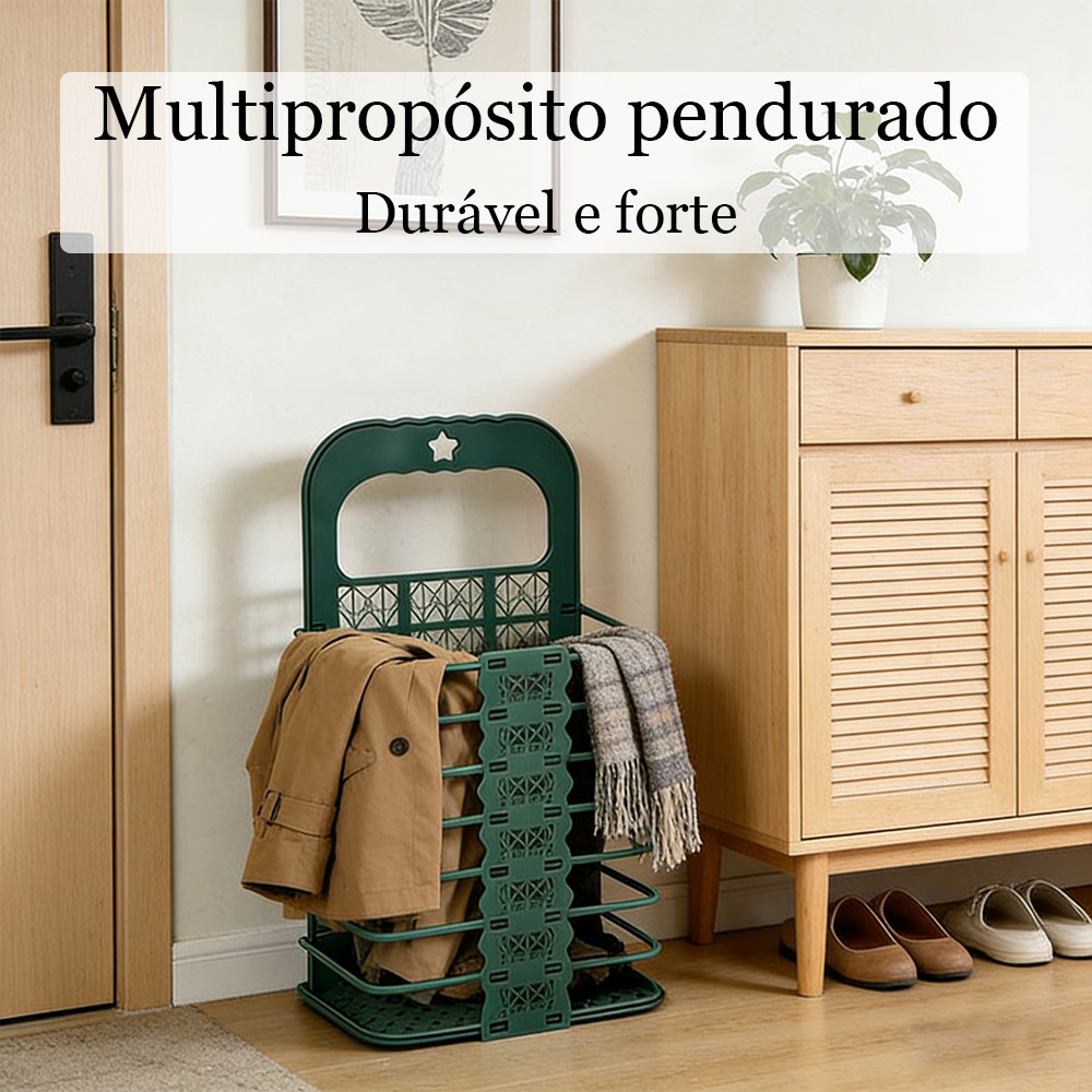 Cesto de roupa suja com gancho engrossado e antiderrapante cesto de plástico de parede decoração de parede sem rastros