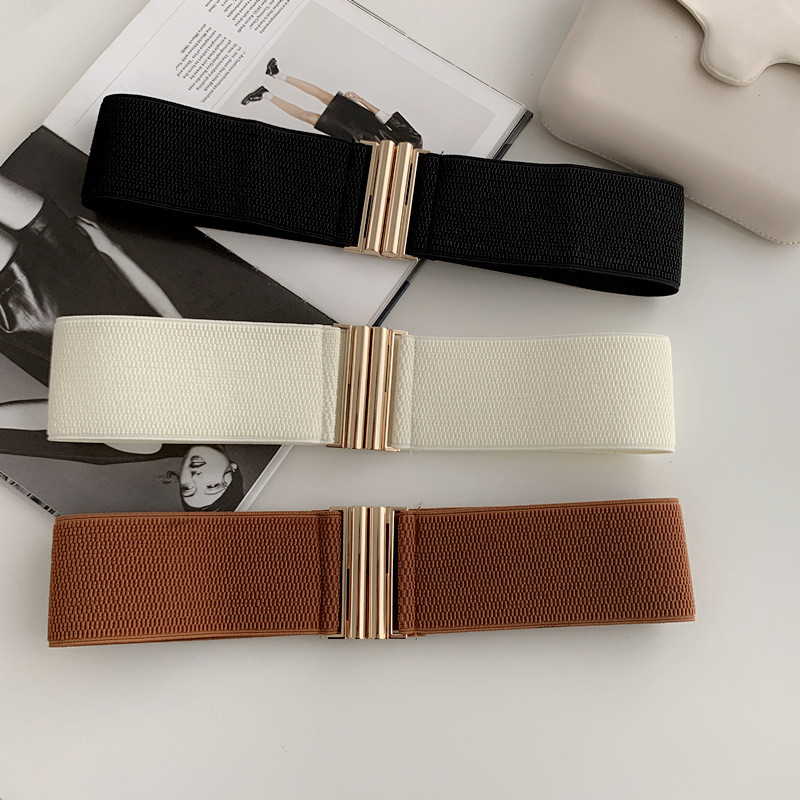 Pronto estoque outono inverno novo estilo elástico elástico feminino cinto largo tecido decorativo combinando vestido de