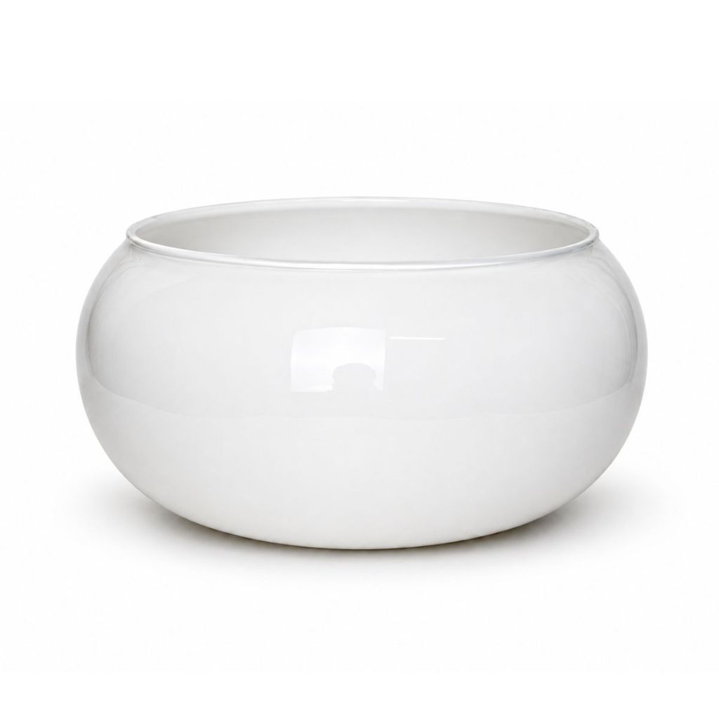 Vaso Vidro Redondo Decorativo Baixo Terrário Ikebana Décor Branco