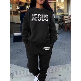 Conjunto Moletom Careca Feminino O Caminho E A Verdade Blusa De Frio + Calça Moletom Estampados Unissex Outono/Inverno