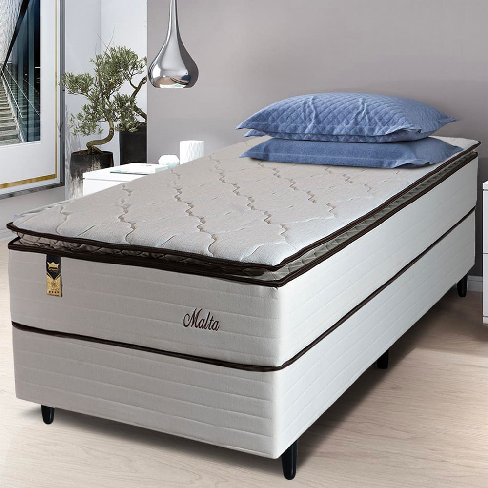 Cama Box Solteiro Hellen Malta Linho com Molas Ensacadas e Espuma D26