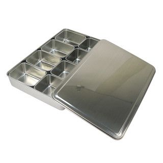 Caixa de amostra de aço inoxidável, preservação de alimentos, caixa de vegetais, quadrada, espessada com tampa, estilo j