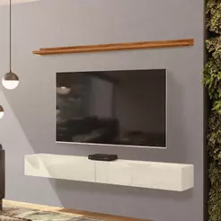 Bancada de Tv Suspensa e Prateleira 197cm Slat M20 Cinamomo/Off - Mpozenato