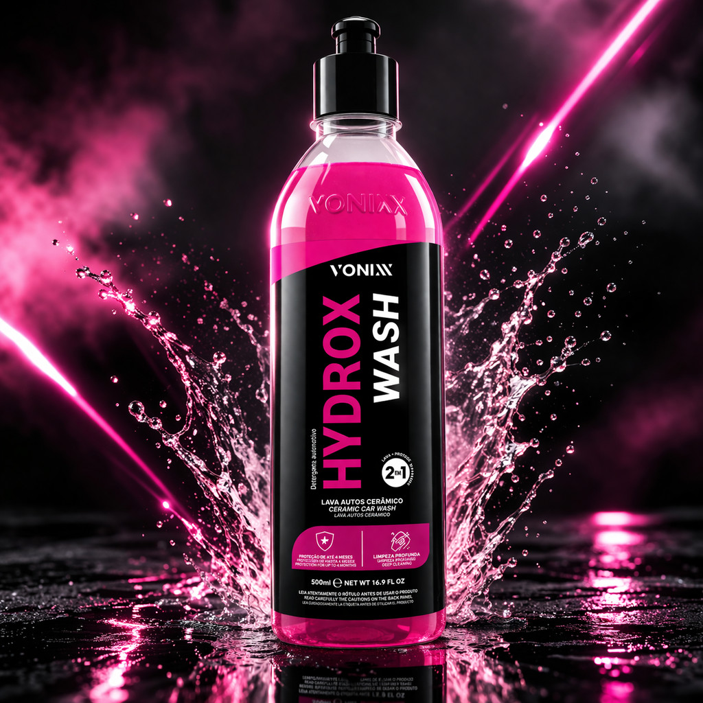 Hydrox Wash 500ml 2 em 1 Shampoo com Cera Automotivo para Carro e Moto Proteção