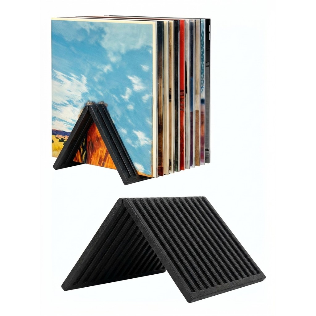 Porta-LP Acrílico Preto – Expositor de Disco Vinil Elegante e Moderno