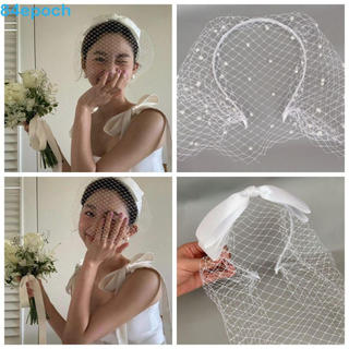 Véus De Noiva BREPOCH , Chapéu Branco Com Laço De Cetim , Fada Estilo Francês Elegante Faixa De Cabeça De Casamento Capa