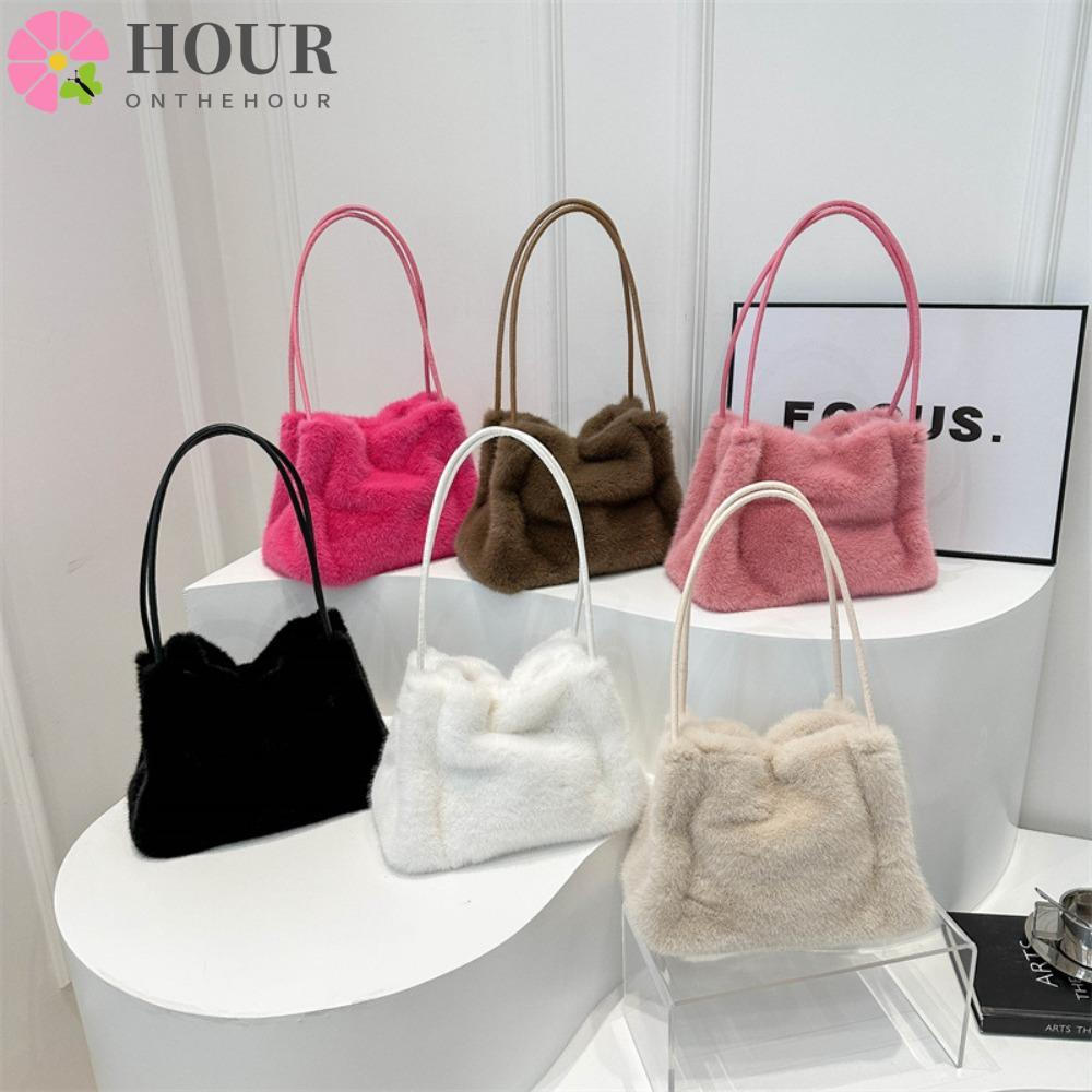 Bolsa Mensageiro Casual HOUR , Bolsas De Ombro Leves De Pelúcia De Cor Sólida , Sacola De Grande Capacidade