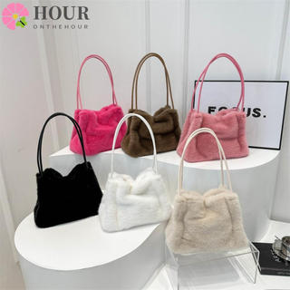 Bolsa Mensageiro Casual HOUR , Bolsas De Ombro Leves De Pelúcia De Cor Sólida , Sacola De Grande Capacidade