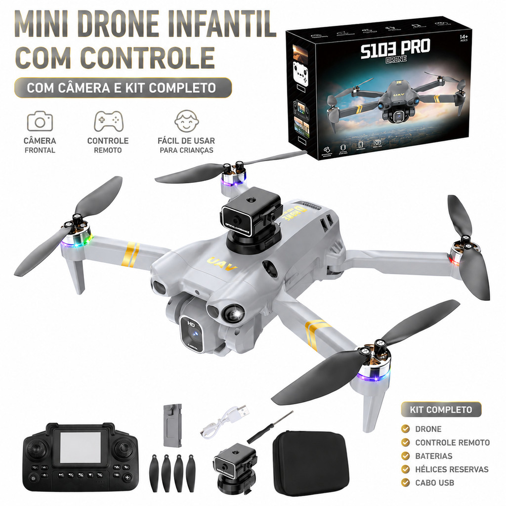 Drone Quadcopter Avião Câmera Dupla Fpv 4 Motores Controle Remoto Fotografia Aérea