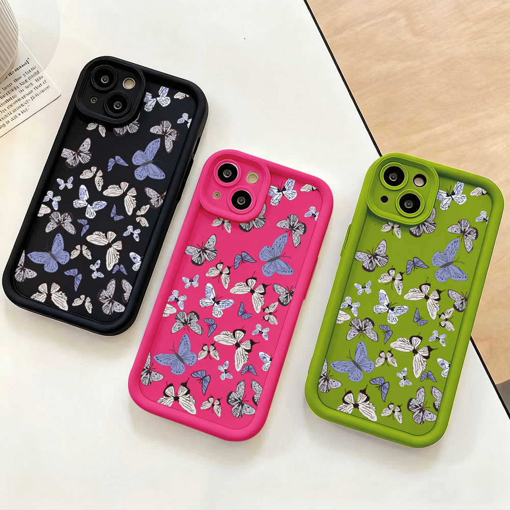 Capa Para Samsung A17 A07 A56 A36 A55 A54 A16 A15 A14 A05S A51 A52 A34 A35 A32 A13 Estilo Borboleta Roxa 3D Caso